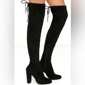 Black over the knee heel boots